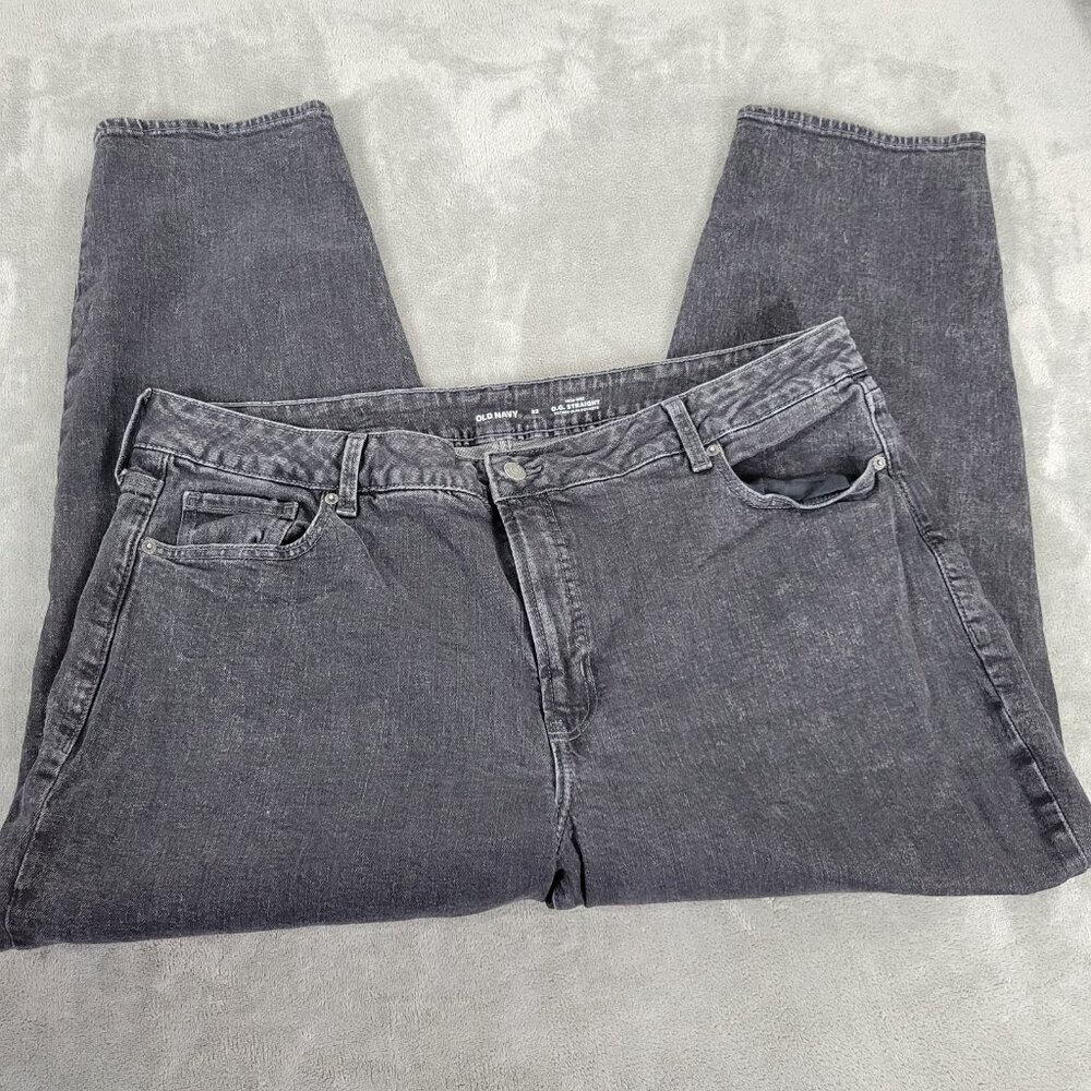 Old Navy Women's 22W Plus Size Straight Leg Jeans Black High Rise Stretch SL26E